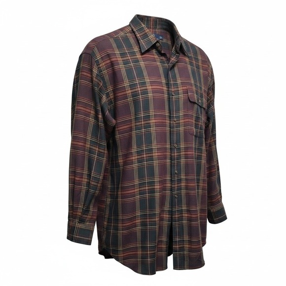 Polo Ralph Lauren Other - Polo Ralph Lauren Cagney Mens Large Plaid Cotton Wool Button Down Shirt Burgundy